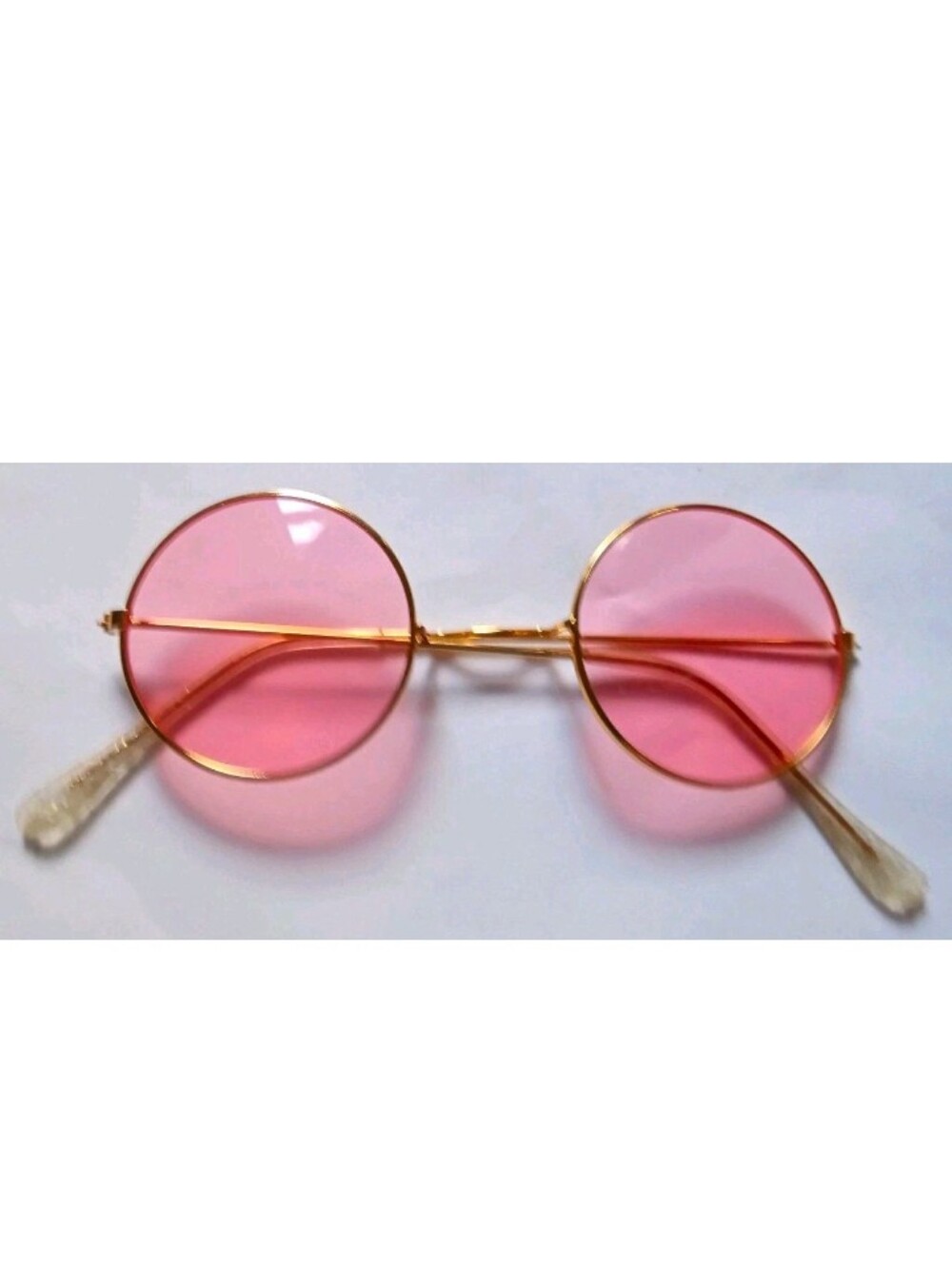 Women's Round Sunglasses Gold Metal Frame Pink Tinted Plastic Lenses Solid